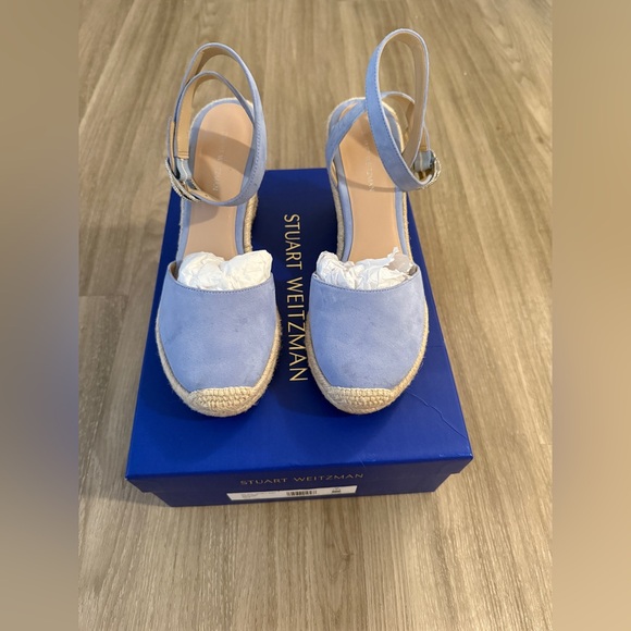 Stuart Weitzman Light Blue Espadrille Wedges 7.5 - Picture 1 of 8